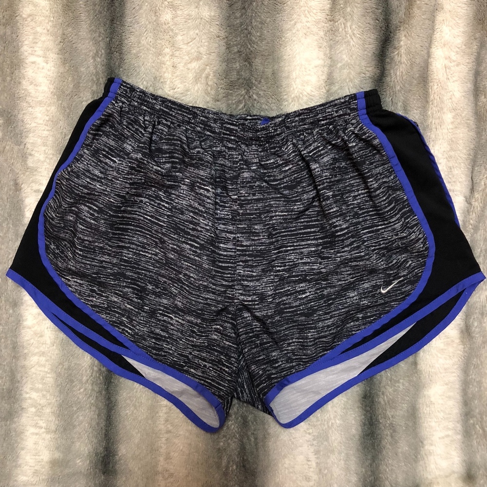 Nike Black Heather Print Purple Piping Shorts